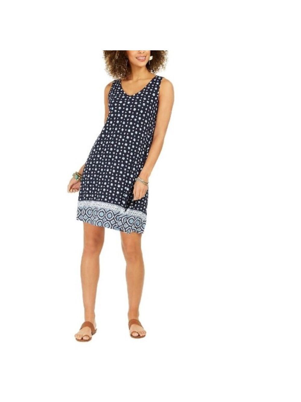 Style & Co Cross-Back Printed Dress
